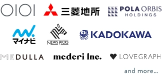 マルイ, 三菱地所, POLA ORBIS HOLDINGS, マイナビ, NEWS PICKS, KADOKAWA, HAIRCARE, MEDULLA, mederi Inc. LOVEGTAPH, and more...